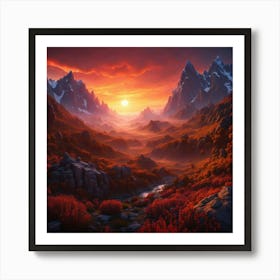 Mountain Landscape Painting Art Print