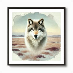 Watercolor Tundras Wolf 4 Art Print