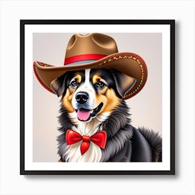 Dog In A Cowboy Hat Art Print