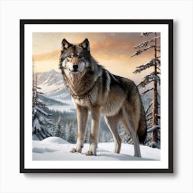 Wolf In The Snow Art Print