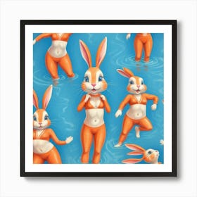 Rabbits In The Water 7 Art Print