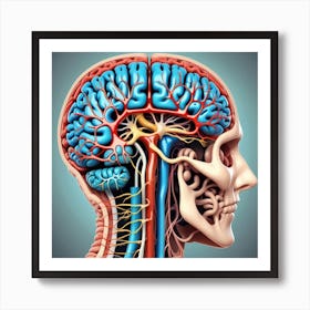 Human Head With Blood Vessels 1 Art Print