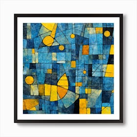 Blue And Yellow Abstract Painting 1 Art Print