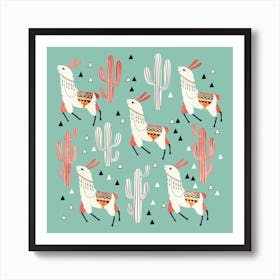 Llama In Green Desert Art Print