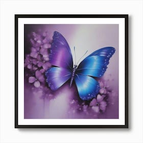 Butterfly On Purple Flowers 1 Art Print