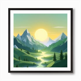 Firefly An Illustration Of A Beautiful Majestic Cinematic Tranquil Mountain Landscape In Neutral Col (47) Art Print