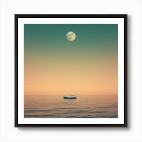 Small Boat In The Ocean Art Print