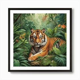 Tiger In The Jungle Art Print 1 Art Print