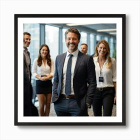 Happy Business People In The Office Art Print