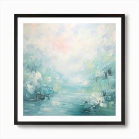 Abstract Oil Painting Art Lush Tranquility Of Forested Vistas Using Soft Pastel Tones 1 Art Print