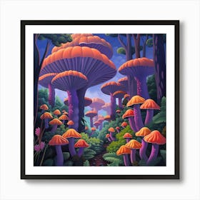 Mushrooms In The Forest 2 Art Print