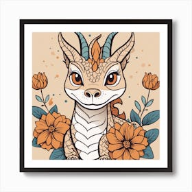 Floral Dragon (7) Art Print