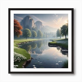 Sunrise At The Lake Art Print