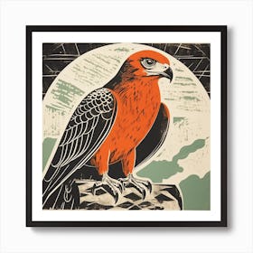 Retro Bird Lithograph Hawk 4 Art Print