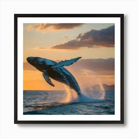 Humpback Whale Leaping Out Of The Water 1 Art Print