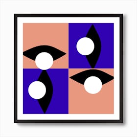 Pink and Blue Checkered Eye Art Print