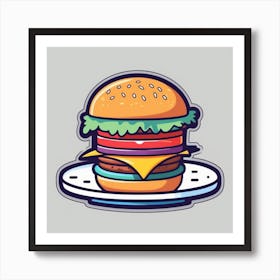 Cartoon Burger Art Print