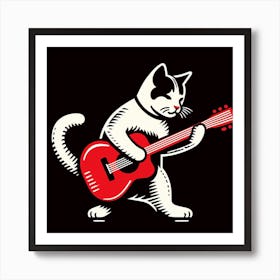 Cat Playing Guitar 2 Art Print