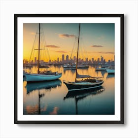 Sunset In Melbourne Art Print