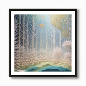 Paper butterfly woods Art Print