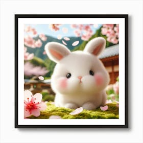 Bunny In Cherry Blossoms Art Print