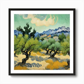 Olive Trees With The Alpilles In The Background, Vincent Van Gogh Art Print 1 Art Print