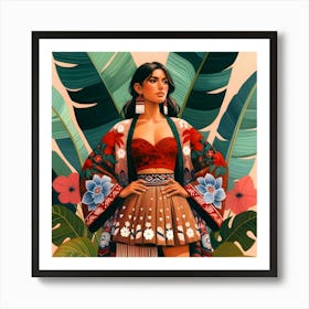 Asian Woman in a Botanical Jungle Art Print