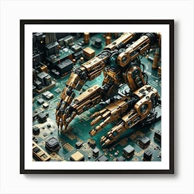 Robot On A Circuit Board 1 Art Print