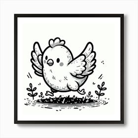 Line Art chicken 2 Art Print