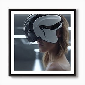 Create A Cinematic Apple Commercial Showcasing The Futuristic And Technologically Advanced World Of The Man In The Hightech Helmet, Highlighting The Cuttingedge Innovations And Sleek Design Of The Helmet And (7) Art Print