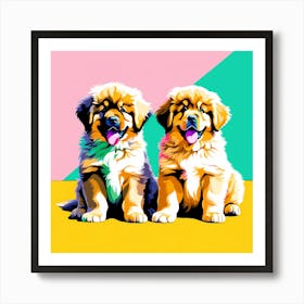 Tibetan Mastiff Pups, This Contemporary art brings POP Art and Flat Vector Art Together, Colorful Art, Animal Art, Home Decor, Kids Room Decor, Puppy Bank - 131 Art Print