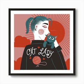 Cat Lady Art Print