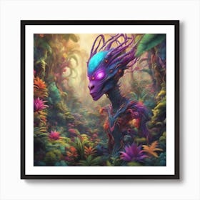 Imagination, Trippy, Synesthesia, Ultraneonenergypunk, Unique Alien Creatures With Faces That Looks (3) Art Print