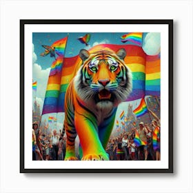 Rainbow Tiger Pride Art Print