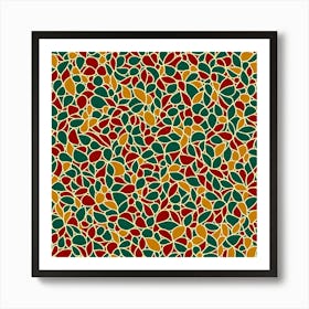 Mosaic Pattern, A Pattern Featuring Abstract Shapes And Mustard Rustic Green, yellow And Red Colors, 120 Art Print