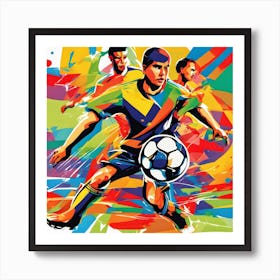 Soccer Players In Action Art Print