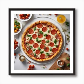 Pizza with salami Art Print