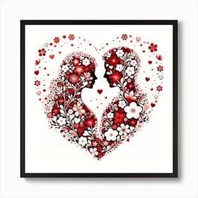 Couple In A Heart Art Print