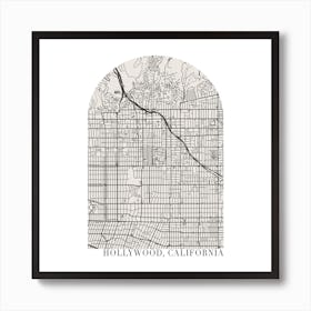 Hollywood California Boho Minimal Arch Street Map Art Print