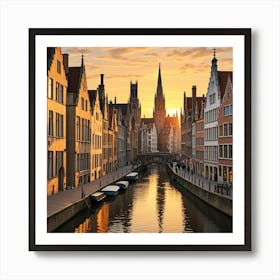 Bruges, Brussels Cubism Style Art Print