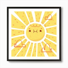 Happy face sun Art Print