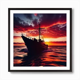 Sunset Boat 9 Art Print