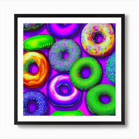 Colorful Donuts Purple Art Print