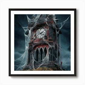 Clock Tower With Spider Webs Art Print