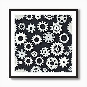 Gears On A Black Background 16 Art Print