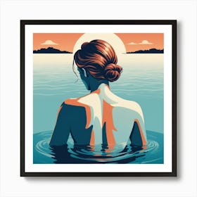 Woman In The Water art Art Print