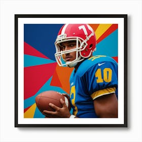 Football Player Holding A Football Art Print