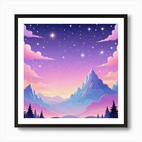 Sky With Twinkling Stars In Pastel Colors Square Composition 29 Art Print