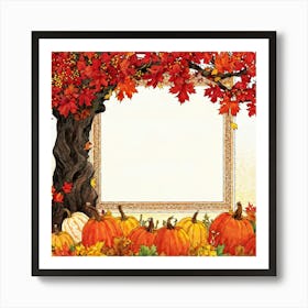 A Seasonal And Highly Detailed Illustration Featuring A Sun Dappled Oak Its Red And Brown Leaves Da (1) 2 Art Print