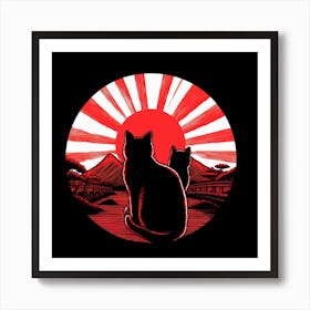 Japanese Cats Art Print